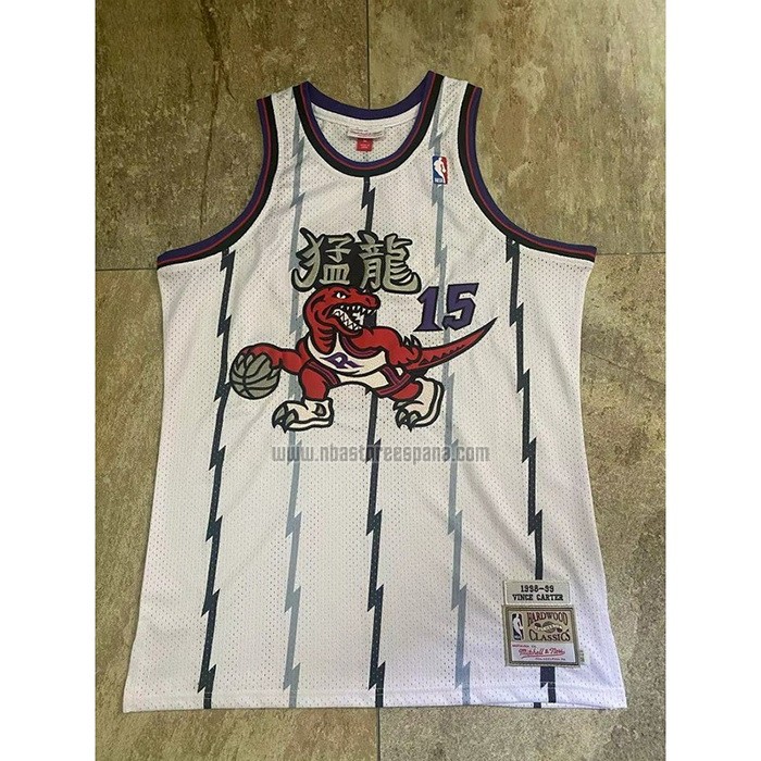 Camiseta Toronto Raptors Vince Carter NO 15 Mitchell & Ness 1998-99 Blanco2